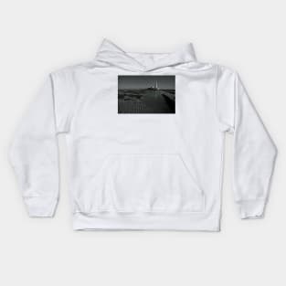 Ripples and Reflections at St Mary's Island - Monochrome Kids Hoodie